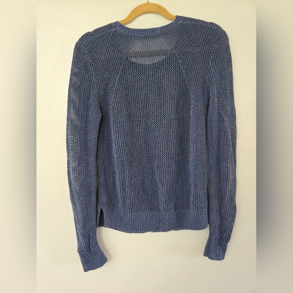 Athleta Size Small Navy Blue Mesh Pullover Sweater Crewneck - Picture 5 of 10